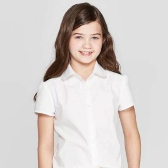 Cat & Jack Girls Short Sleeve Woven Blouse Uniform - Picture 1 of 3
